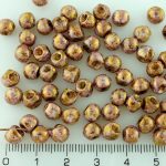 Mushroom Czech Beads - Picasso Brown Purple Gold Luster - 6mm