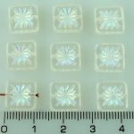 Flower Square Window Table Cut Flat Czech Beads - Crystal AB - 10mm