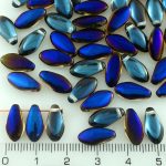 Dagger Leaf Czech Beads - Crystal Blue Azure Half Luster - 12mm