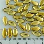 Dagger Leaf Czech Beads - Crystal Gold Half - 12mm