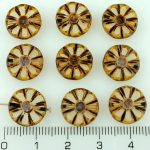 Flower Coin Table Cut Flat Czech Beads - Picasso Crystal Matte - 12mm