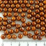 Round Czech Beads - Opaque Ivory Brown Silver Picasso - 6mm