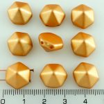 Pyramid Hexagon Two Hole Czech Beads - Pastel Pearl Amber Gold - 12mm