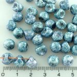 Mushroom Czech Beads - Picasso Terracotta Blue Turquoise - 9mm