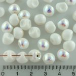 Mushroom Czech Beads - Opaque White AB Half - 9mm