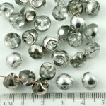 Mushroom Czech Beads - Crystal Silver Metallic Half - 9mm