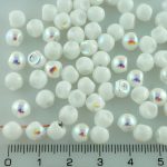 Mushroom Czech Beads - Opaque White AB Half - 6mm