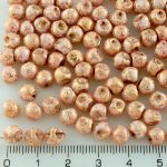 Mushroom Czech Beads - Picasso Red White Opal Gold Luster Terracotta - 6mm