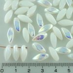 Flower Petal Twisted Czech Beads - White AB Half - 12mm