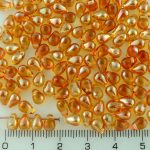 Teardrop Czech Beads - Crystal Yellow Orange Apricot Luster - 6mm