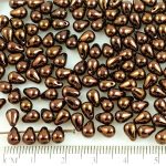 Teardrop Czech Beads - Metallic Shiny Bronze Brown Luster - 6mm