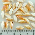 Flower Petal Twisted Czech Beads - White Apricot Orange Half - 12mm