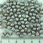 Teardrop Czech Beads - Picasso Gray Silver Copper Terracotta - 6mm