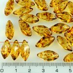 Flower Petal Twisted Czech Beads - Picasso Crystal Yellow - 16mm