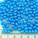 Teardrop Czech Beads - Matte Gold Shine Blue - 6mm