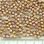 Round Czech Beads - Picasso Brown Purple Gold Luster - 4mm