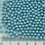 Round Czech Beads - Gray Blue Luster - 4mm