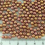 Round Czech Beads - Purple Gold Luster - 4mm
