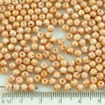 Round Czech Beads - Picasso Red White Opal Gold Luster Terracotta - 4mm