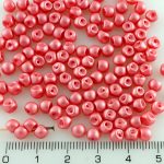 Mushroom Czech Beads - Matte Pearl Red Cotton Candy - 4mm