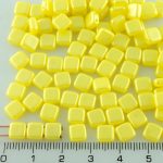 Two Hole Czech Beads - Pearl Shine Yellow Amber - 6mm