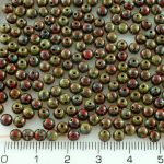 Round Czech Beads - Picasso Brown Coral Red Dark - 4mm