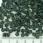 Forget-Me-Not Flower Czech Small Flat Beads - Picasso Black - 5mm