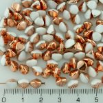 Pinch Czech Beads - Alabaster White Capri Gold Copper Half - 7mm