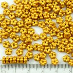 Forget-Me-Not Flower Czech Small Flat Beads - Matte Gold Shine Yellow - 5mm