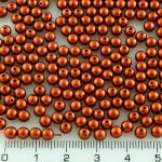Round Czech Beads - Metallic Matte Bronze Fire Red - 4mm
