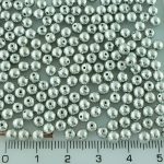 Round Czech Beads - Metallic Silver - 4mm
