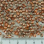 Round Czech Beads - Crystal Metallic Capri Gold Copper Half - 4mm