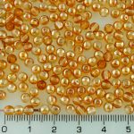 Round Czech Beads - Crystal Yellow Orange Apricot Luster - 4mm