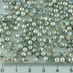 Round Czech Beads - Crystal Silver Rainbow Metallic - 4mm