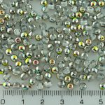 Round Czech Beads - Crystal Purple Green Yellow Vitrail Metallic Half - 4mm