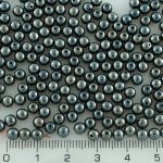 Round Czech Beads - Metallic Dark Silver Hematite Luster - 4mm