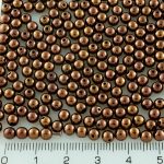 Round Czech Beads - Metallic Shiny Bronze Brown Luster - 4mm