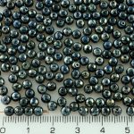 Round Czech Beads - Jet Black Silver Picasso - 4mm