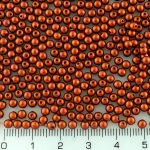 Round Czech Beads - Metallic Matte Bronze Fire Red - 3mm
