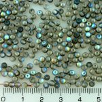 Round Czech Beads - Matte Graphite Silver Vitrail Rainbow Half - 3mm