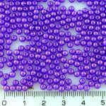 Round Czech Beads - Gold Shine Medium Orchid Purple - 3mm