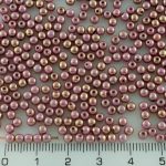 Round Czech Beads - Purple Gold Luster - 3mm