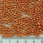 Round Czech Beads - Pink Red Gold Luster - 3mm