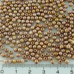 Round Czech Beads - Picasso Brown Purple Gold Luster - 3mm