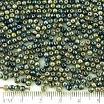 Round Czech Beads - Jet Black Silver Picasso - 3mm
