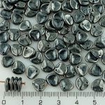 Flower Petal Czech Beads - Metallic Dark Silver Hematite Luster - 8mm