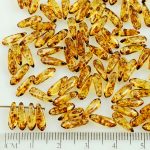 Dagger Leaf Czech Beads - Picasso Crystal Brown Yellow - 11mm