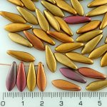 Dagger Leaf Czech Beads - Matte Metallic Mix Orange Rainbow - 16mm
