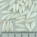 Dagger Leaf Czech Beads - Alabaster White Luster - 16mm