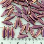 Dagger Leaf Czech Beads - Purple Violet Luster Bronze - 16mm